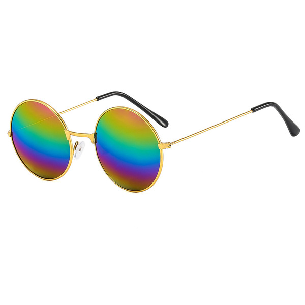 Lunettes de soleil rondes en métal rétro à verres colorés, homme et femme