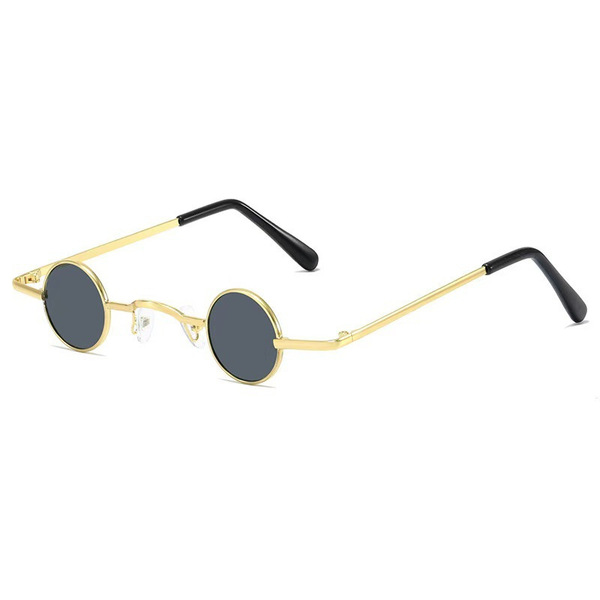 Lunettes de soleil rondes en métal style rétro, verres gris UV400