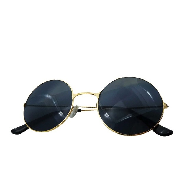 Lunettes de soleil rondes rétro à monture métal et verres miroir UV380