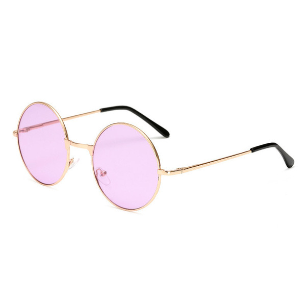 Lunettes de soleil rondes rétro pour femme, monture dorée et verres UV400