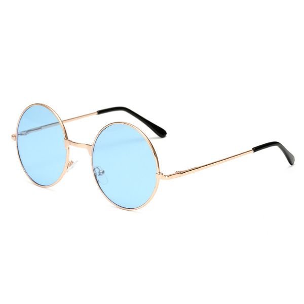 Lunettes de soleil rondes rétro pour femme, monture dorée et verres UV400