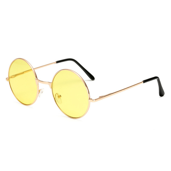 Lunettes de soleil rondes rétro pour femme, monture dorée et verres UV400