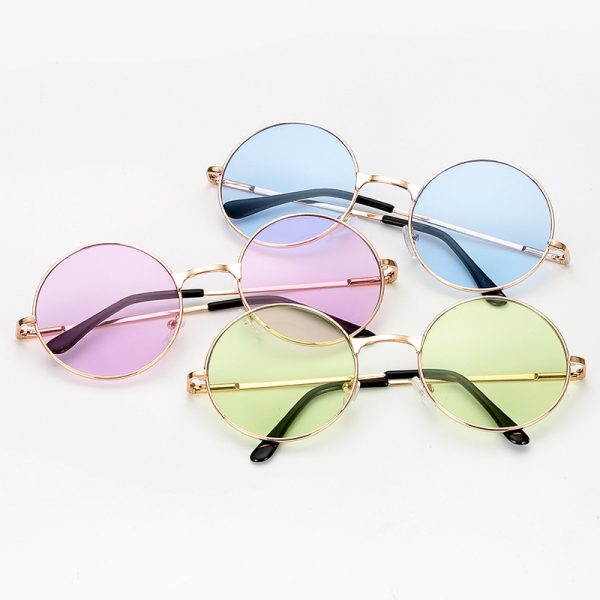 Lunettes de soleil rondes rétro pour femme, monture dorée et verres UV400