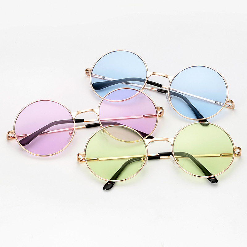 Lunettes de soleil rondes rétro pour femme, monture dorée et verres UV400