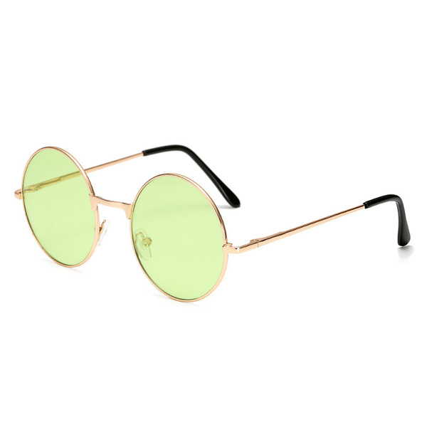 Lunettes de soleil rondes rétro pour femme, monture dorée et verres UV400