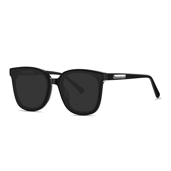 Lunettes de soleil UV400 à monture noire et verres gris, homme et femme