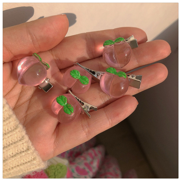Pince à cheveux décorative fleur camélia et nœud rose pour femme