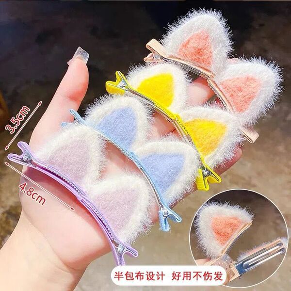 Pince à cheveux oreilles de chat en tissu pour enfant, style princesse