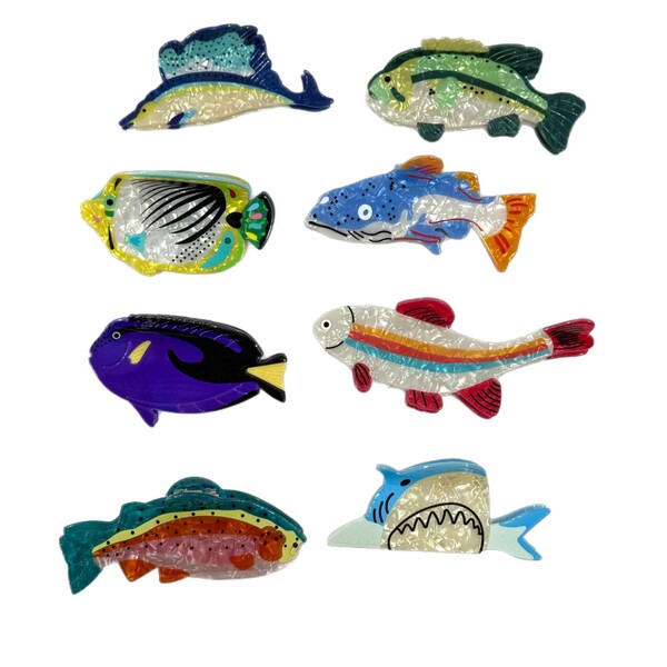 Pince cheveux griffe en acrylique, motifs animaux marins, pour femme
