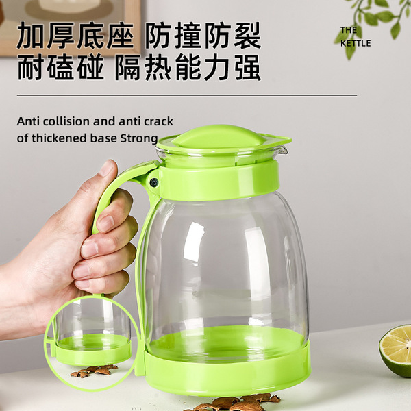 Pot en verre 2L résistant à la chaleur pour eau, thé et jus