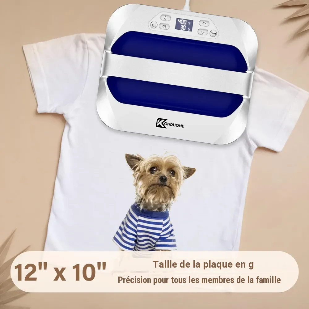 Presse à chaud portable 30x25 cm pour transfert sur textile et T-shirt