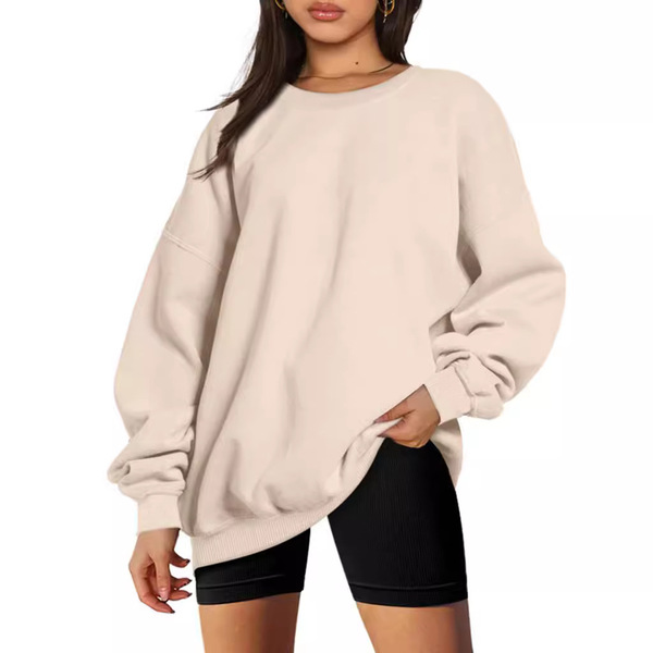 Pull oversize femme à col rond, manches longues en polyester