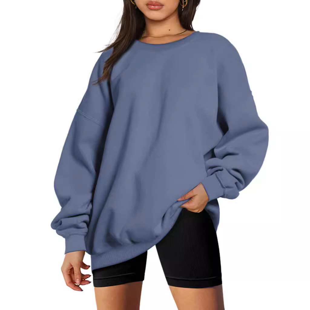 Pull oversize femme à col rond, manches longues en polyester
