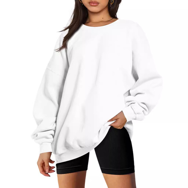 Pull oversize femme à col rond, manches longues en polyester
