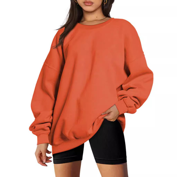 Pull oversize femme à col rond, manches longues en polyester