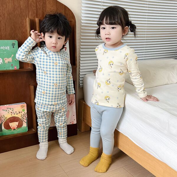 Pyjama en coton pour enfant, motif chiot, chaud et doux, tailles 90 à 150 cm