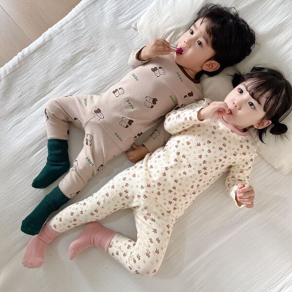 Pyjama en coton pour enfant, motif chiot, chaud et doux, tailles 90 à 150 cm