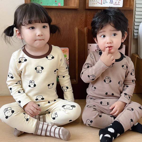 Pyjama en coton pour enfant, motif chiot, chaud et doux, tailles 90 à 150 cm