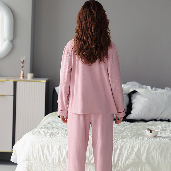Pyjama femme en coton manches longues, cardigan et pantalon, grande taille