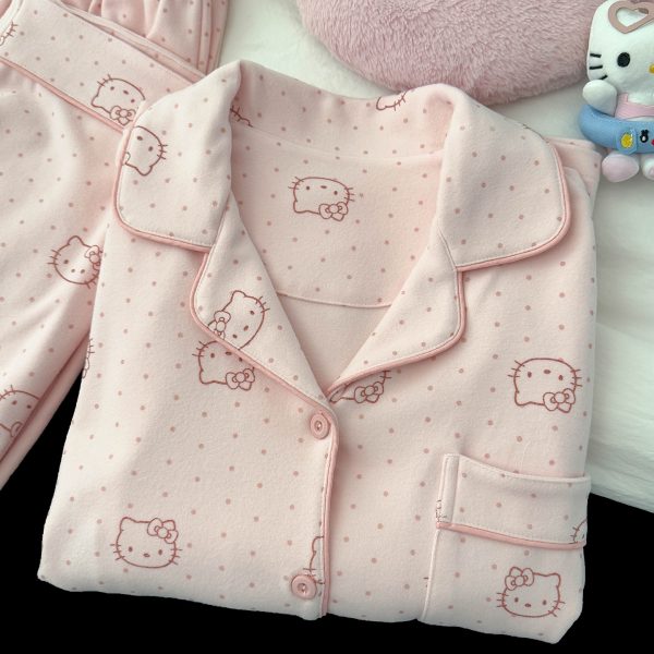 Pyjama Hello Kitty femme en velours corail, automne hiver