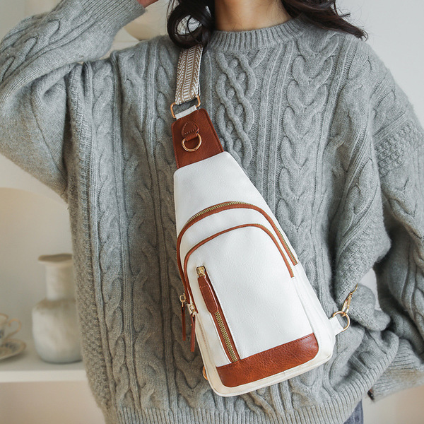 Sac à bandoulière femme spacieux en cuir PU, style rétro, coutures apparentes