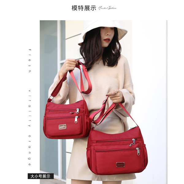 Sac à bandoulière femme spacieux en nylon, multi-poches