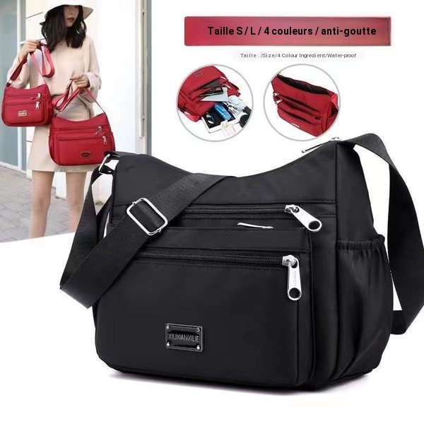 Sac à bandoulière femme spacieux en nylon, multi-poches