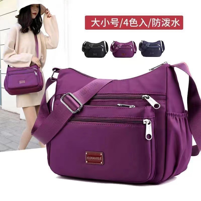 Sac à bandoulière femme spacieux en nylon, multi-poches