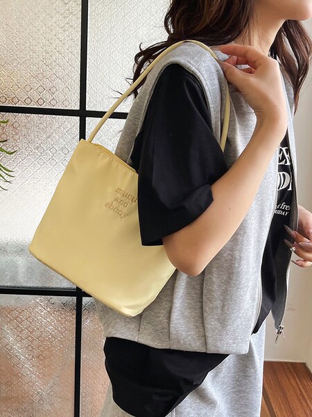 Sac à bandoulière femme style coréen en nylon brodé, 27 x 20 x 10 cm