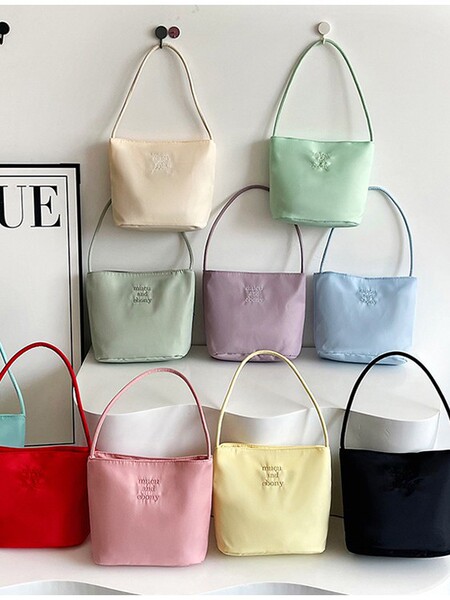 Sac à bandoulière femme style coréen en nylon brodé, 27 x 20 x 10 cm