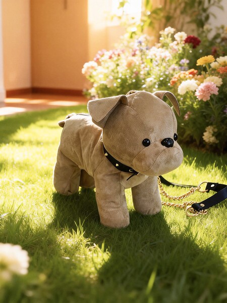 Sac à bandoulière peluche bouledogue français en velours