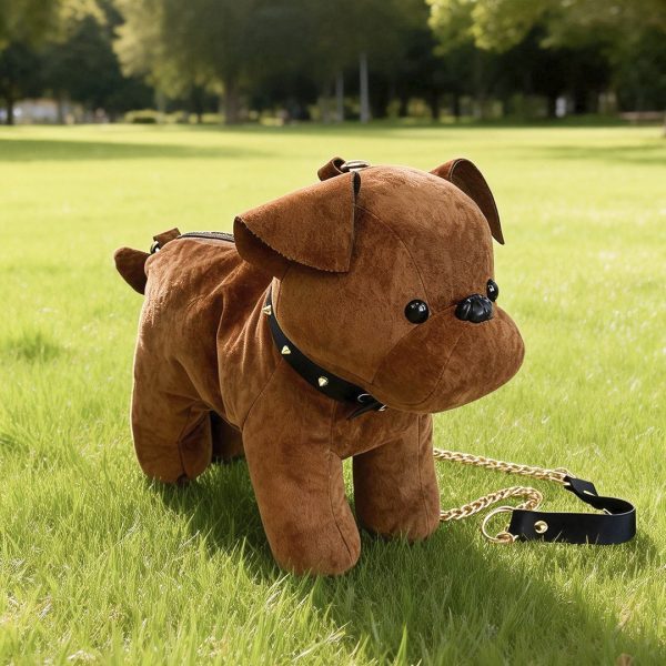 Sac à bandoulière peluche bouledogue français en velours