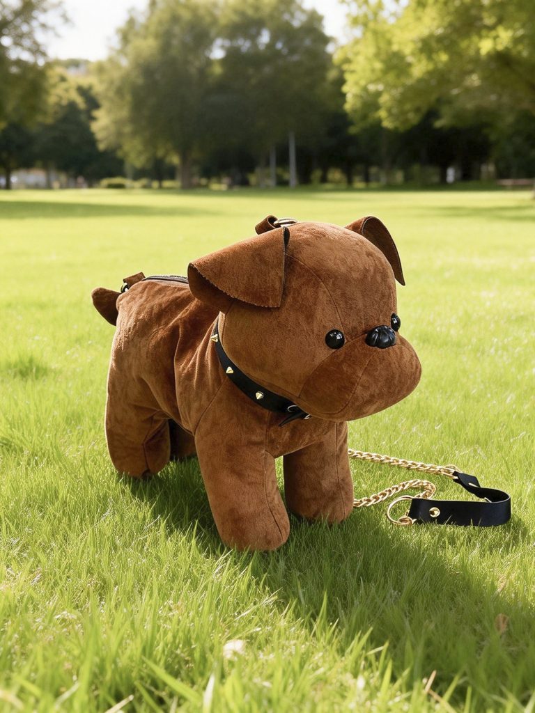 Sac à bandoulière peluche bouledogue français en velours