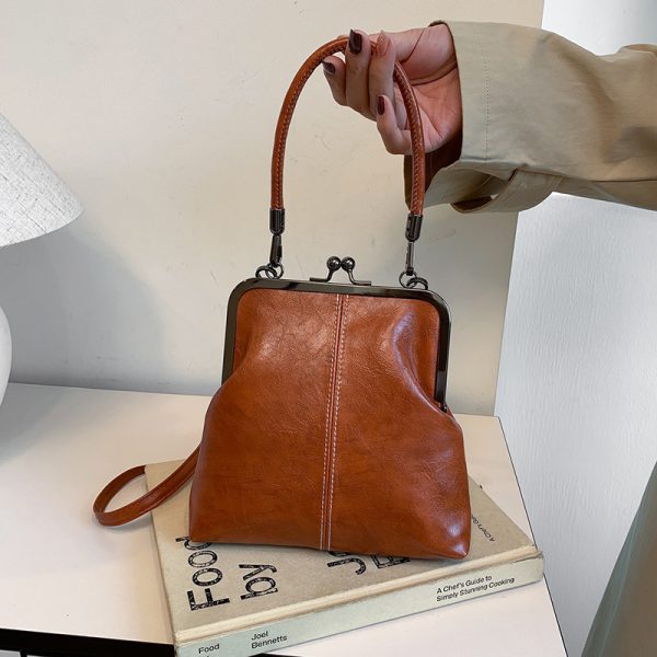 Sac à bandoulière rétro en cuir synthétique, format vertical