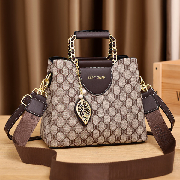 Sac à main femme seau imprimé bicolore en simili cuir, bandoulière