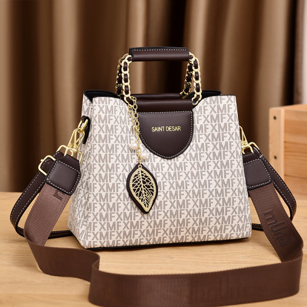 Sac à main femme seau imprimé bicolore en simili cuir, bandoulière