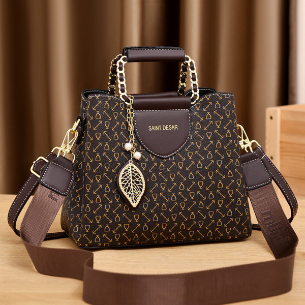 Sac à main femme seau imprimé bicolore en simili cuir, bandoulière