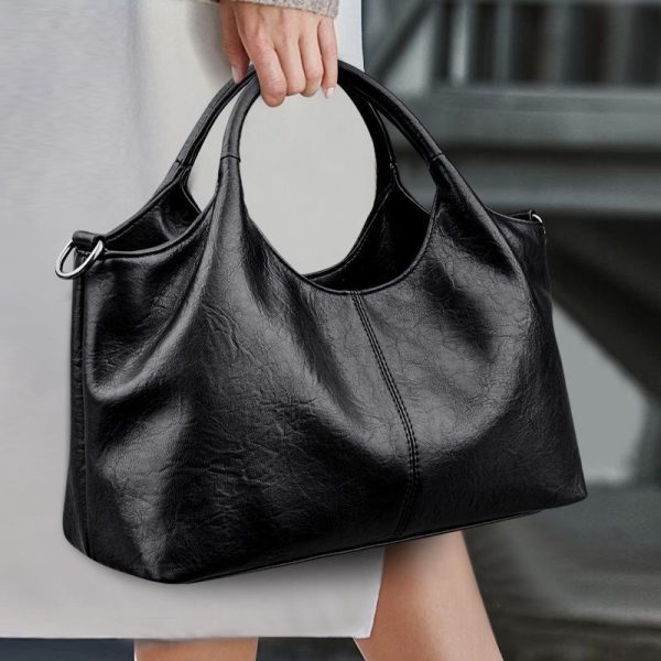 Sac à main seau en similicuir PU souple, grande capacité, bandoulière, unisexe