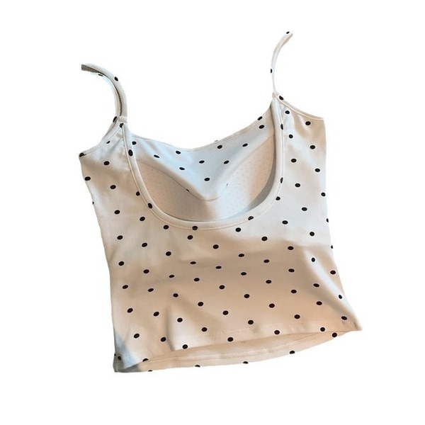 Top dos nu débardeur femme à pois avec coques intégrées